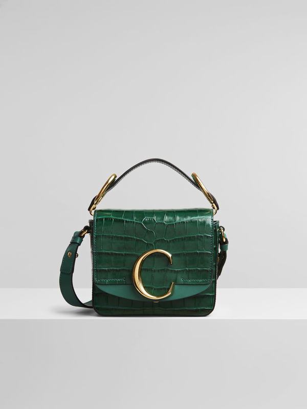 Mini Bolsos Mujer Chloé C Verde Suede WERP65387